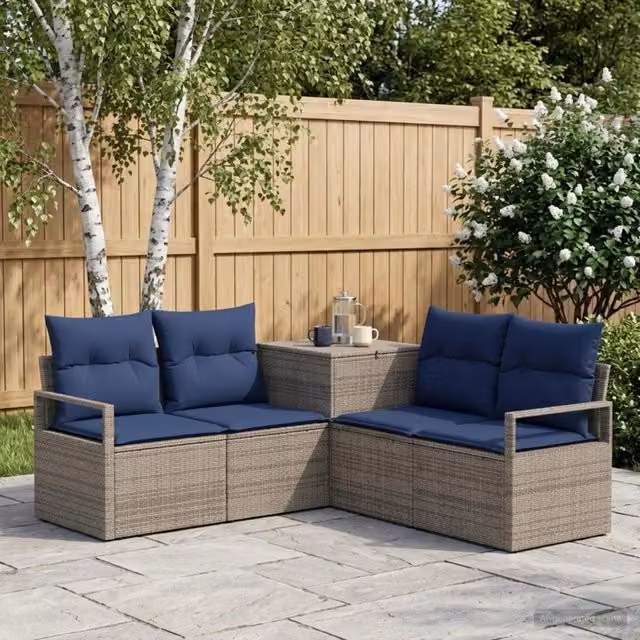 Set di divani 5 pz Grigio e Blu Navy 177 x 177 x 85 cm 3447799