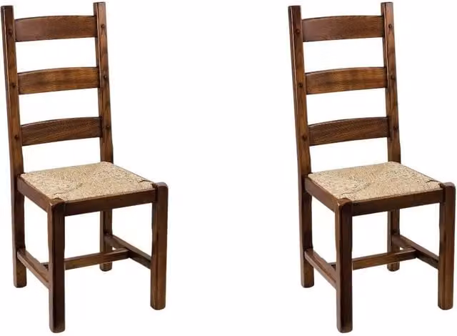 Set 2 sedie rustica in legno di frassino tinta noce seduta paglia - Mobili 2G