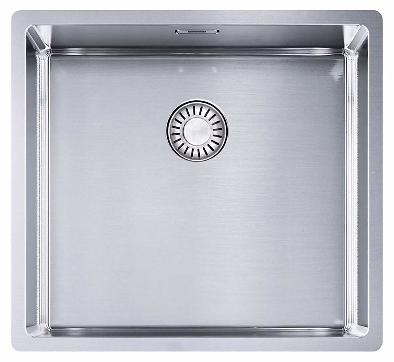 Franke BXX 210-45 490x450 mm, valvola a pulsante integrale da 3 1/2', senza gocciolatoio, troppopieno nascosto, senza foro per batteria