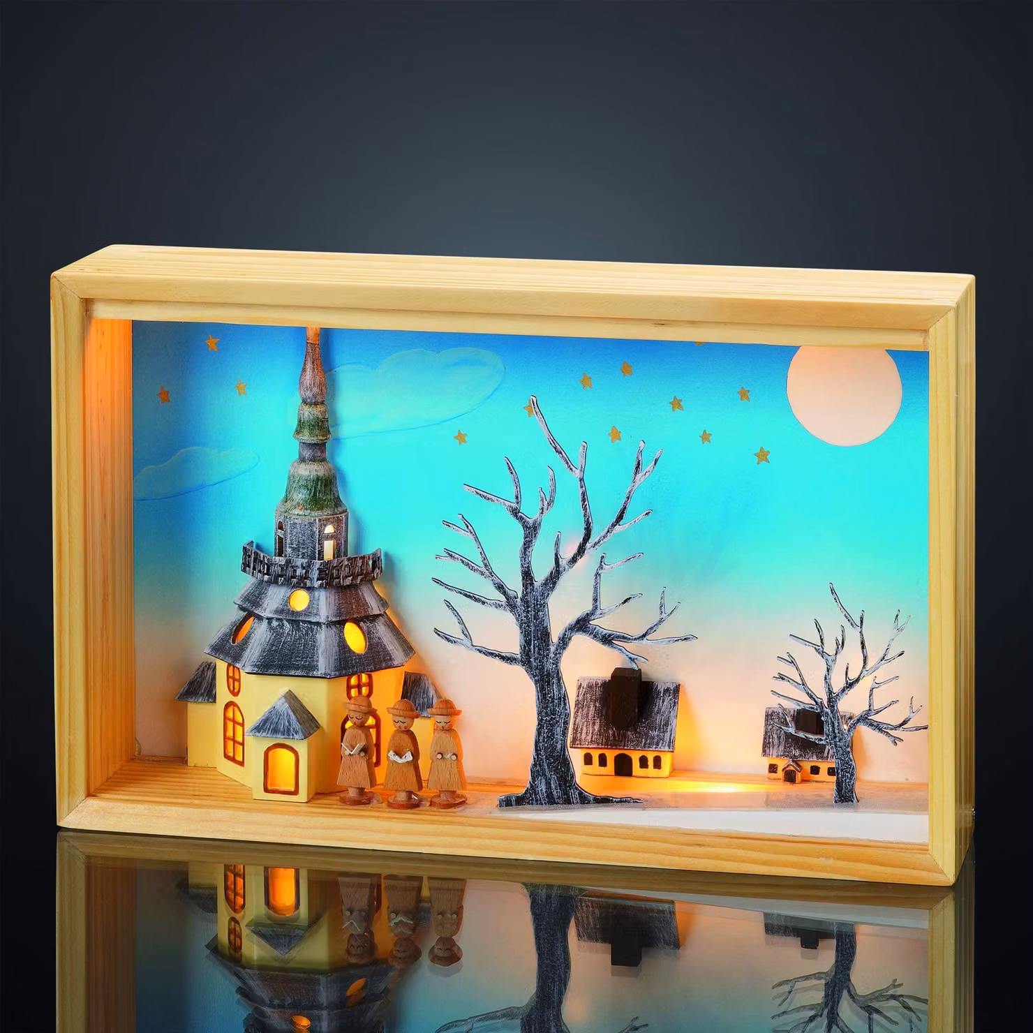 Illuminazione interna a LED, legno, multicolore, 34,5 x 7 x 21,5 cm