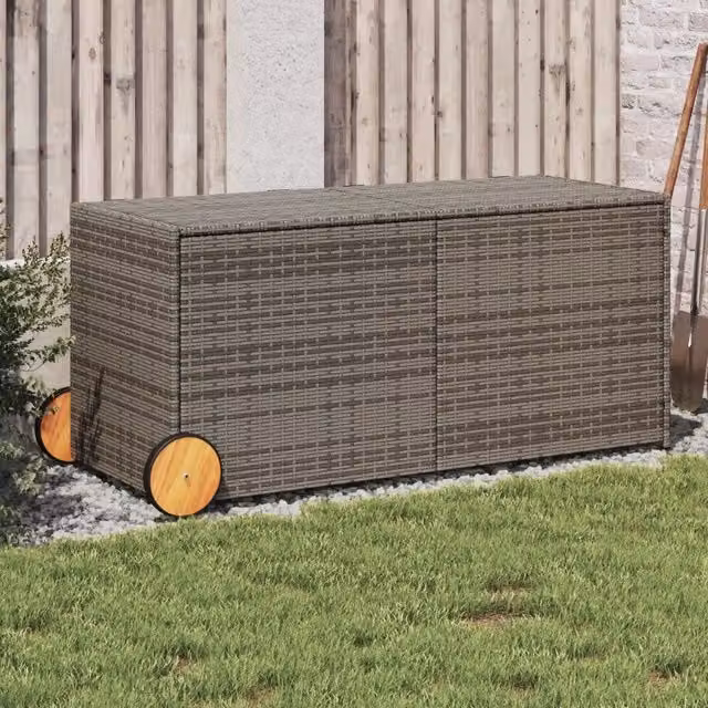 Contenitore da giardino vidaXL in legno di acacia oliato grigio con ruote