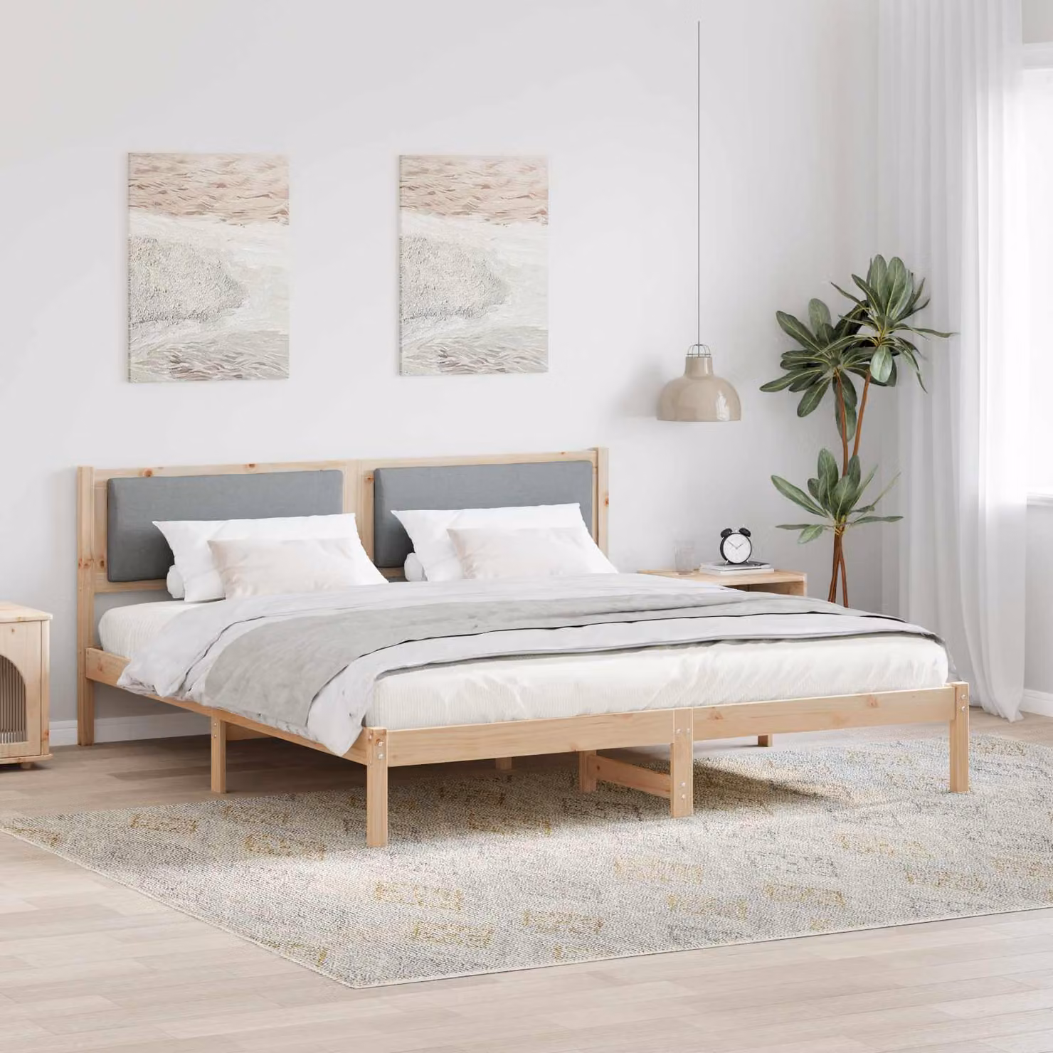 Struttura del letto vidaXL in pino massello grigio 180 x 200 cm – 1