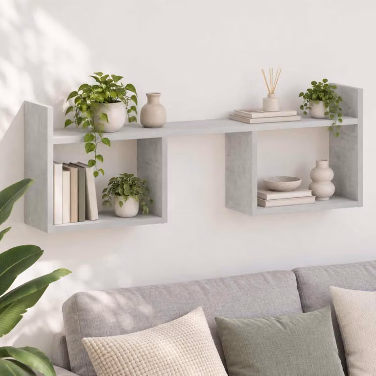 Scaffale da parete moderno vidaXL in legno MDF Grigio, L 90 x P 32 x H 17 cm