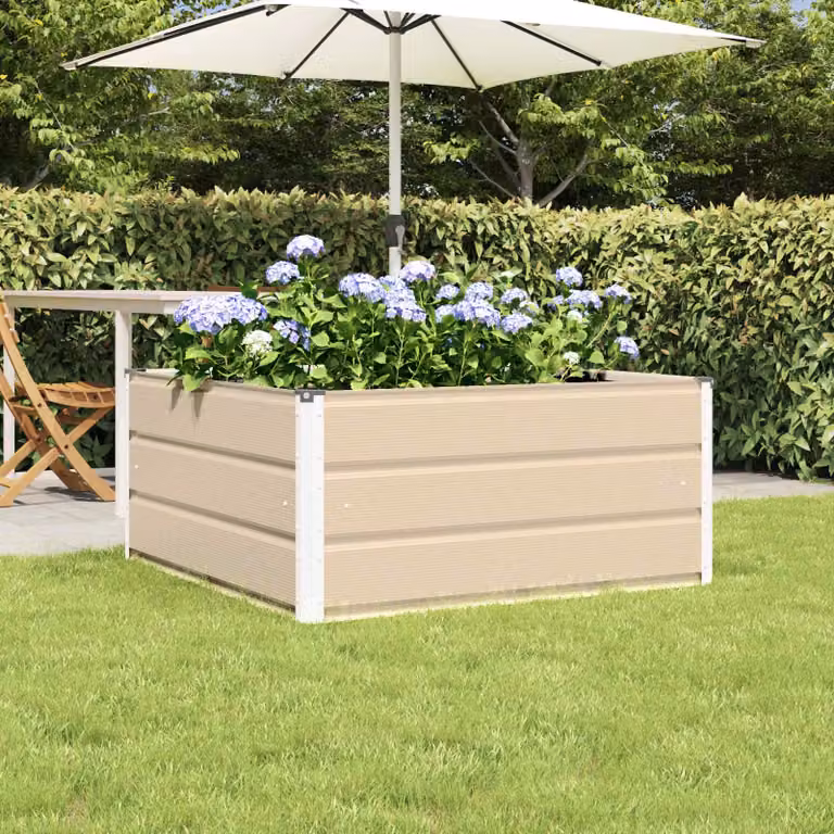 Fioriera da giardino vidaXL in acciaio beige L: 100 cm, P: 100 cm, H: 45 cm