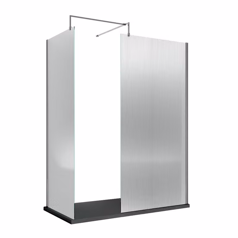Box Doccia Walk In Hudson Reed con Vetro Trasparente e Piatto Doccia Bianco Rettangolare L: 140 cm, P: 80 cm, H: 80 cm