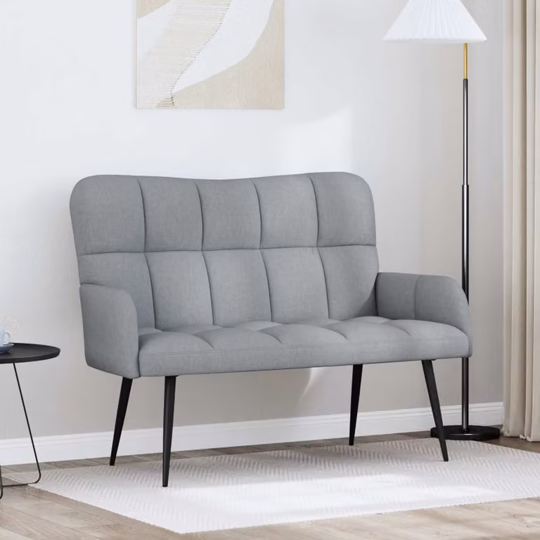 vidaXL Divano a 2 Posti Moderno Grigio con Rivestimento in Tessuto L: 115 cm, P: 61 cm, H: 87 cm