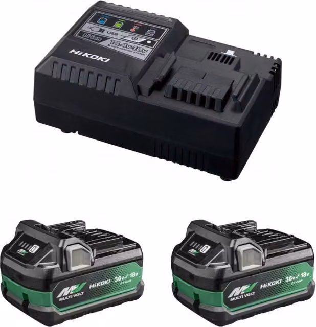 Power Set HiKOKI UC18YSL3WHZ Nero (2 x 5,0Ah/2,5Ah + UC18YSL3)