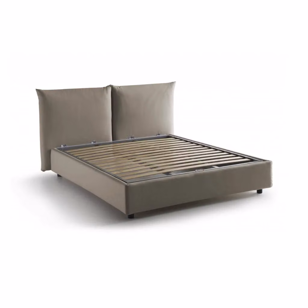 Letto Matrimoniale Aghineo Talamo Italia con Contenitore a Alzata, Rivestimento in Tessuto Sfoderabile, L/P/H: 160 x 200 x 225 cm, Grigio e Beige – 2