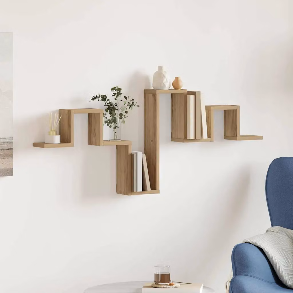 Scaffale da parete vidaXL in rovere artigianale marrone con design minimalista