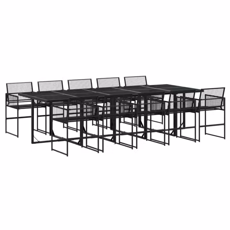 Set da Pranzo da Giardino 11 pz in Polyrattan Nero