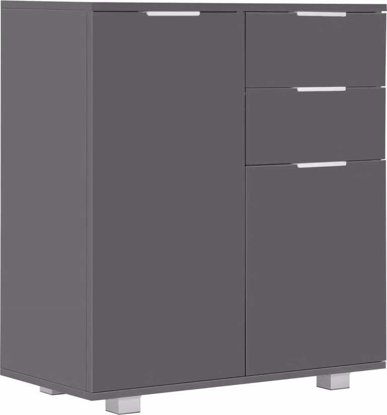 Credenza con Finitura Lucida Grigia 71x35x80 cm in Truciolato