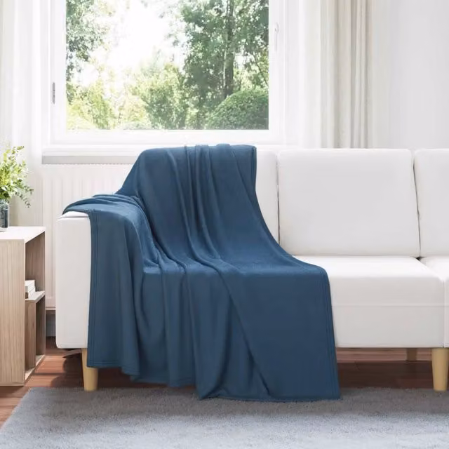 Set di 24 coperte in pile vidaXL blu, morbide e lavabili, L 170 cm x P 130 cm – 1