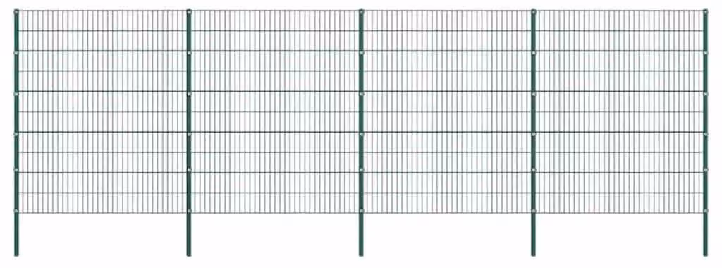 Maison Exclusive - Pannello per recinzione con montanti in ferro, 694,5 x 200 cm, colore verde