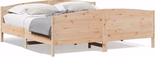 Letto matrimoniale | Letto per adulti | Giroletto senza Materasso 200x200 cm in Legno Massello di Pino