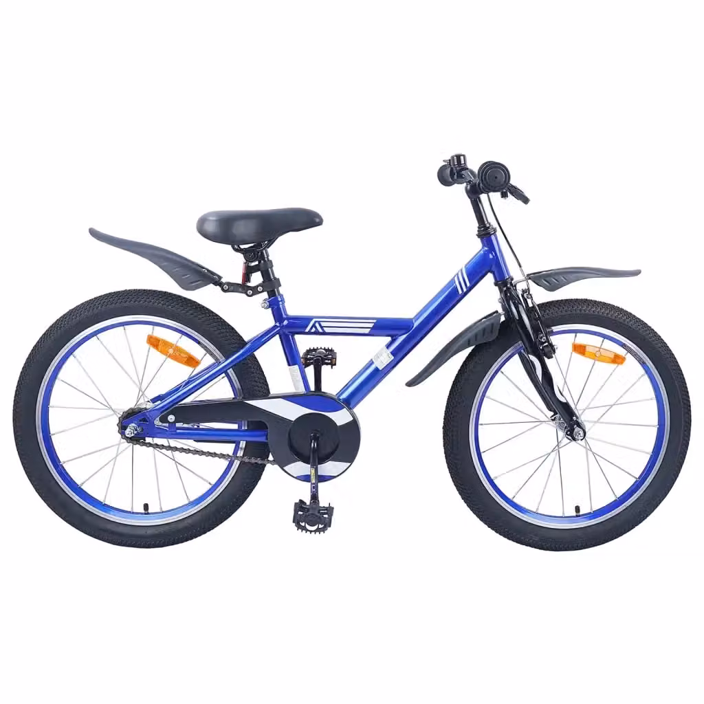 Bicicletta per bambini da 18 pollici blu con struttura in metallo e pneumatici in gomma – 2
