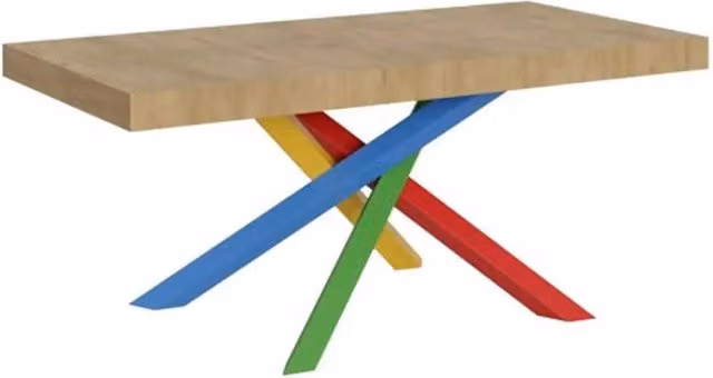 Tavolo allungabile Volantis Itamoby colore quercia natura con gambe multicolore L: 200-460 cm, P: 90 cm