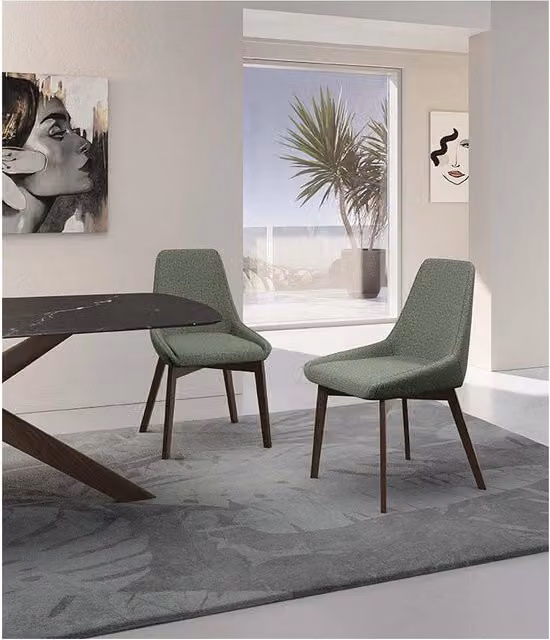Set di 4 sedie in tessuto Vera colore Stones con finitura noce, L: 62 cm, P: 49.5 cm, H: 87 cm – 1