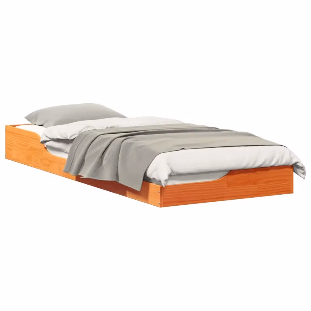Struttura del letto con giroletto in pino massello marrone cerato L 80 cm x P 220 cm – 2