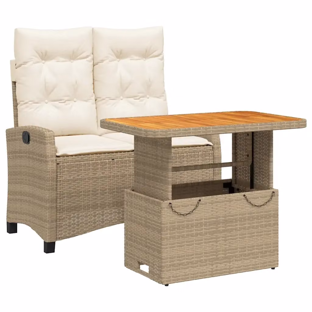 Set da pranzo da giardino vidaXL in legno di acacia oliato con cuscini beige e marroni – 2