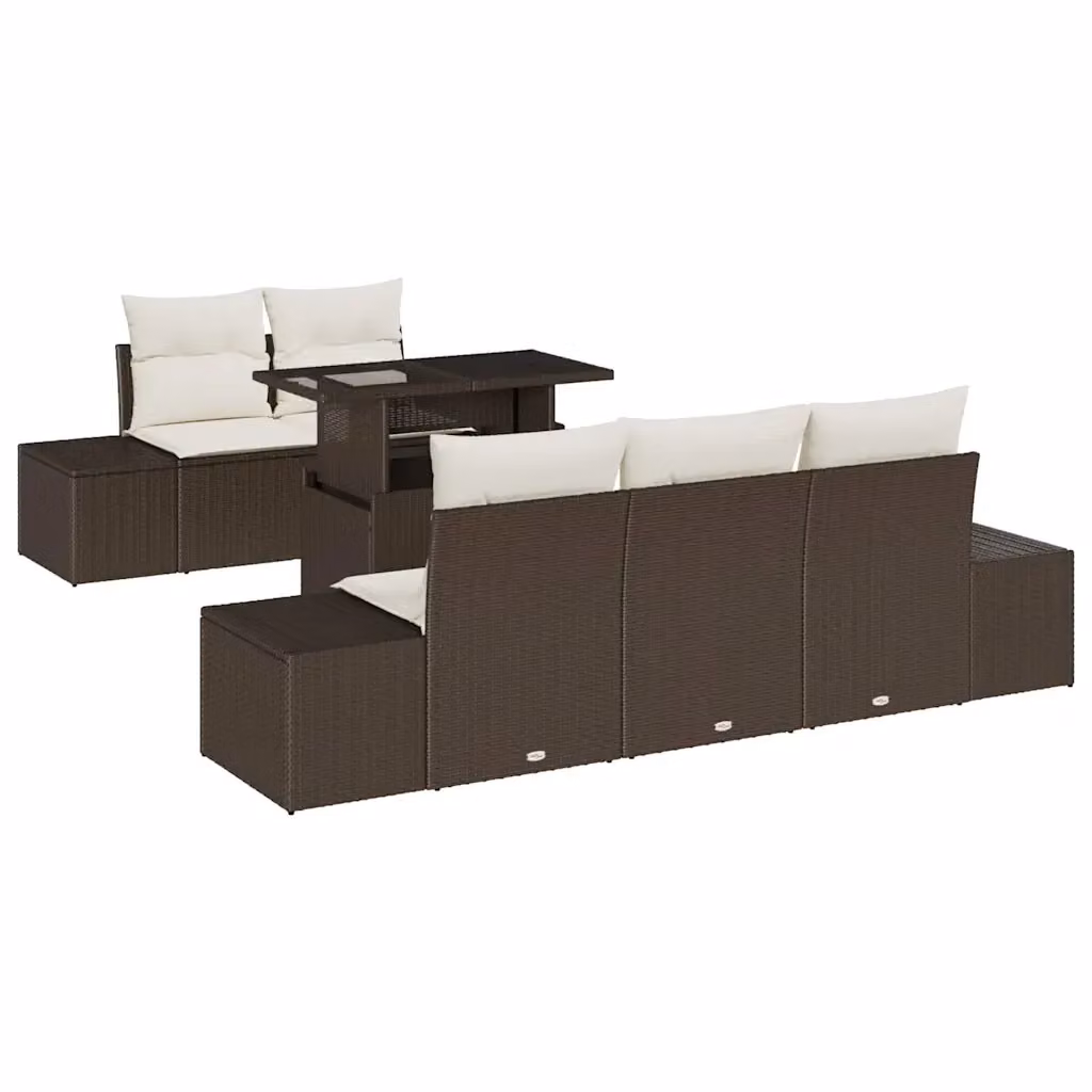 Set di divani da giardino vidaXL in rattan con cuscini marrone e beige – 2