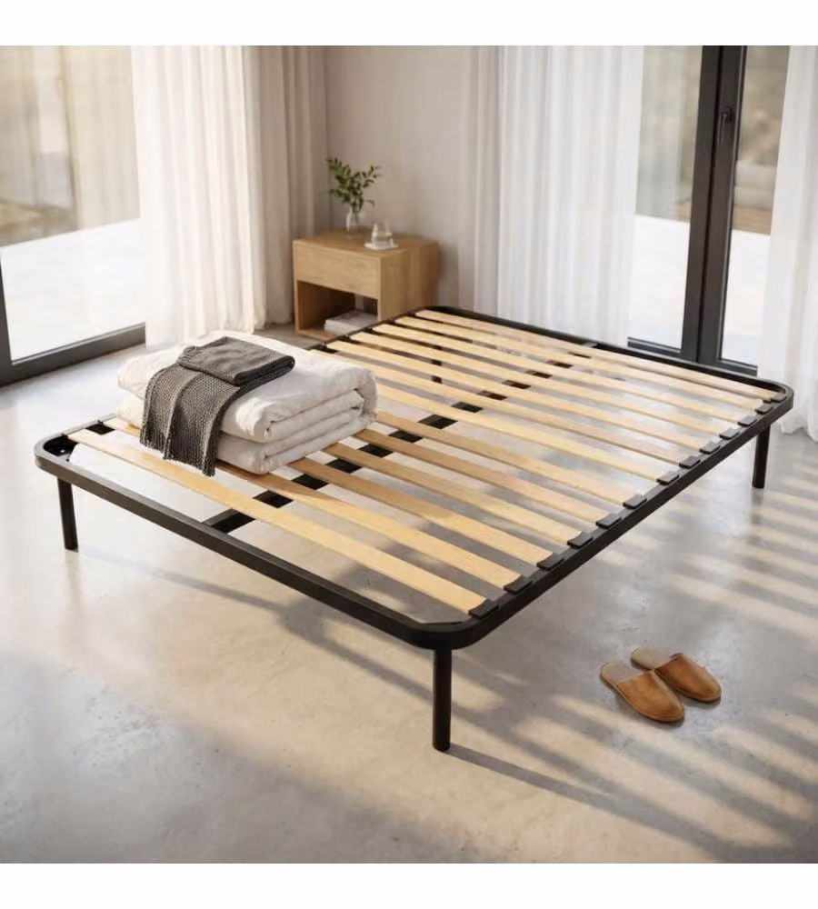 Rete Ortopedica Matrimoniale Cosma Sanremo in Legno di Faggio Nero e Marrone L/P/H: 160 x 190 cm – 1