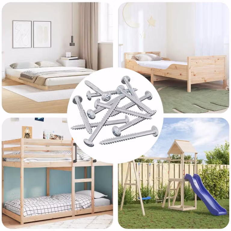 Set di 3273 viti in legno vidaXL in acciaio inossidabile argento, Diametro: 9,8 mm, Lunghezza: 53 mm