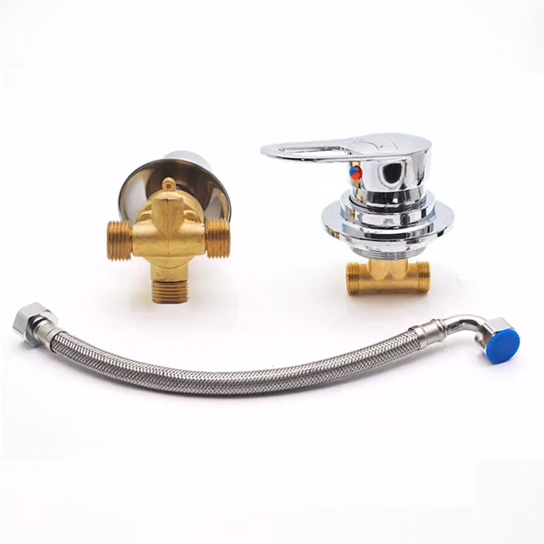 Rubinetto doccia a 2/3/4/5 vie, miscelatore, a due manopole, in ottone, cromato