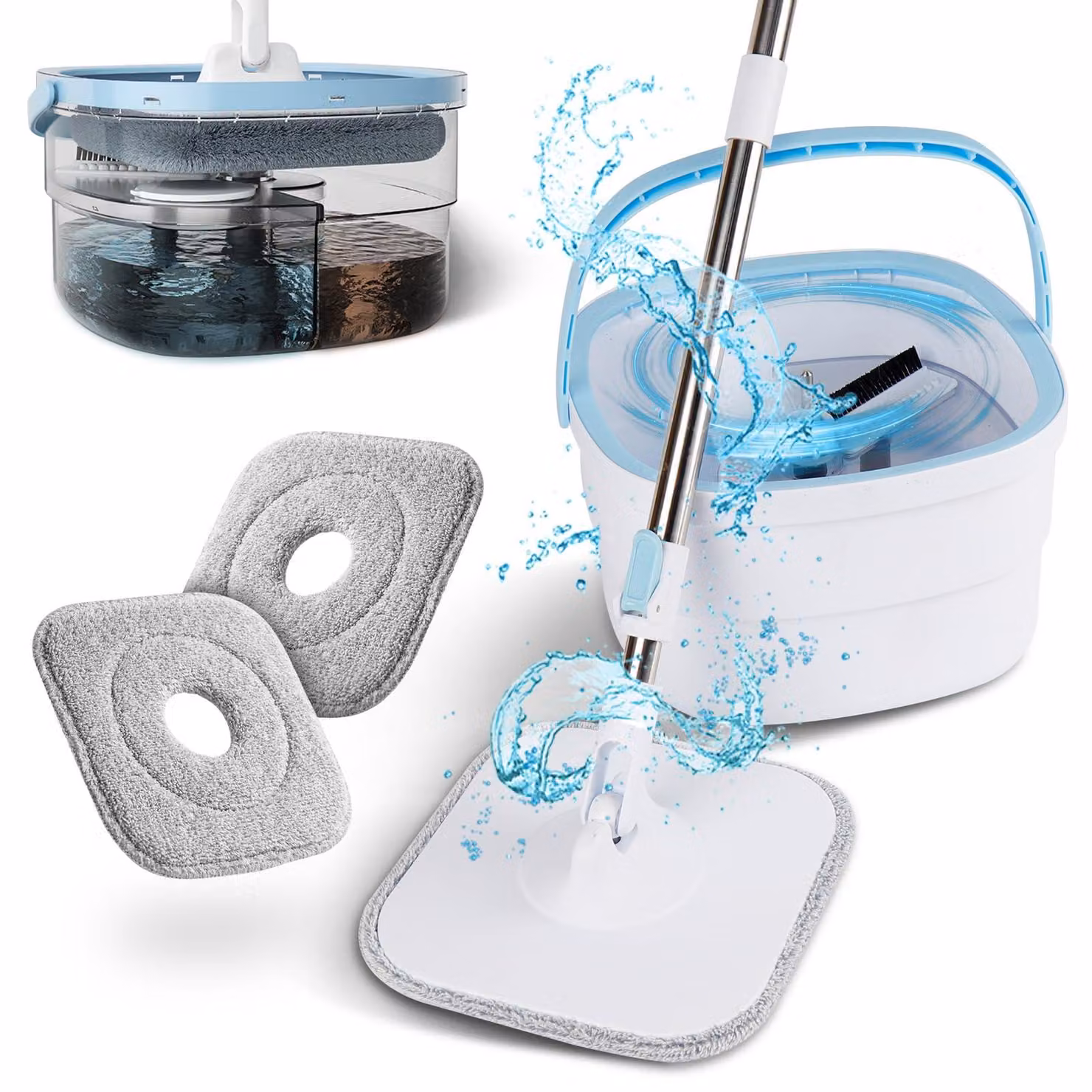 Set per la pulizia a umido, composto da un secchio, colore blu