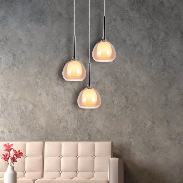 LÚZETE - LAMPADA DA SOFFITTO 3 LUCI CRISTALLO ESTERNO AMBRA VETRO INTERNO BIANCO Ø38 NOLINA
