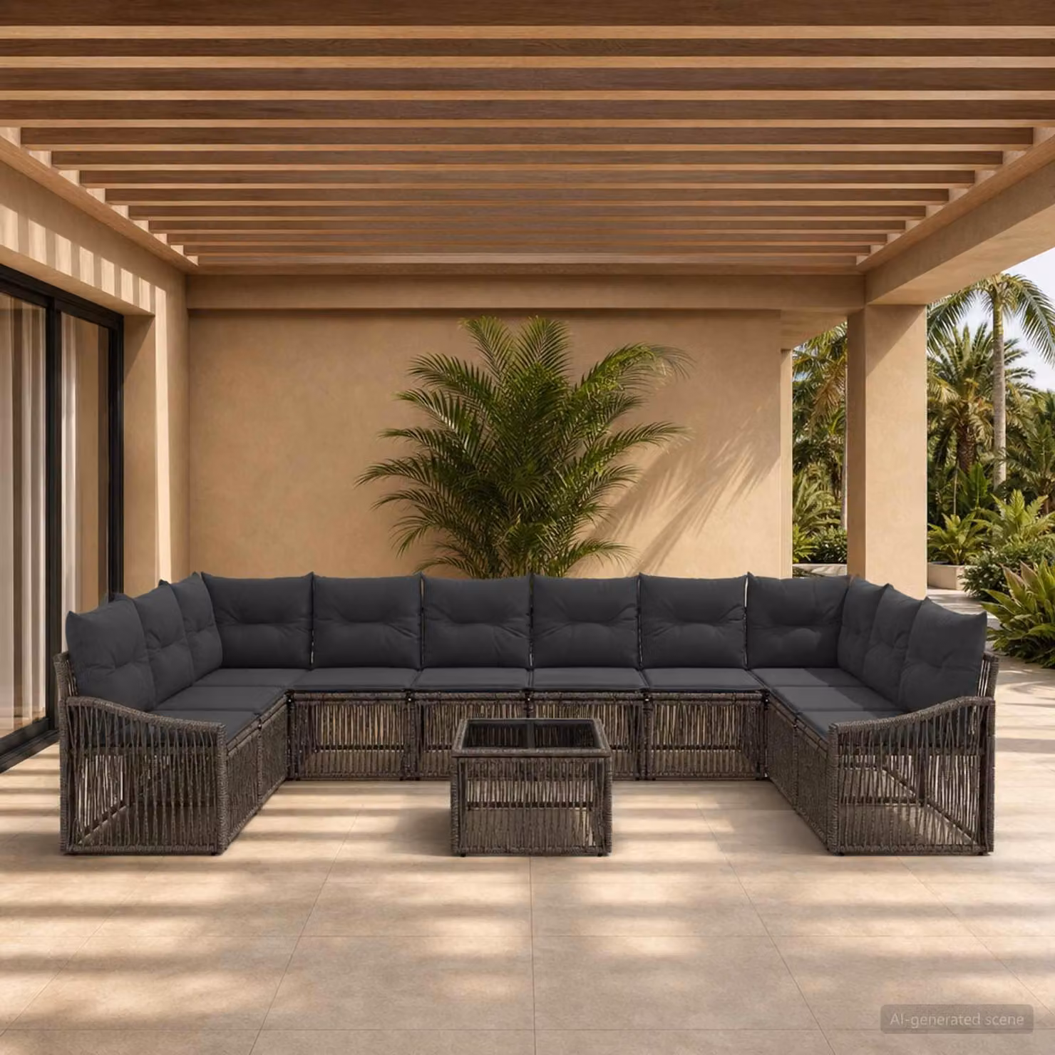 Maison Exclusive - Set da giardino composto da 11 pezzi, divano, colore grigio, realizzato in rattan sintetico