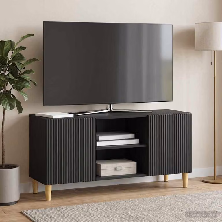Mobile TV vidaXL moderno in legno ingegnerizzato nero L: 102 cm, P: 34,5 cm, H: 50 cm