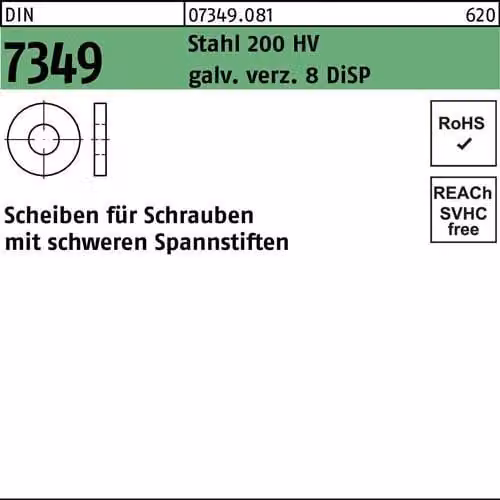 Dischi Reyher DIN 7349 St. 200 HV 6,4 Zn8 073490810064000 (1000 pezzi)