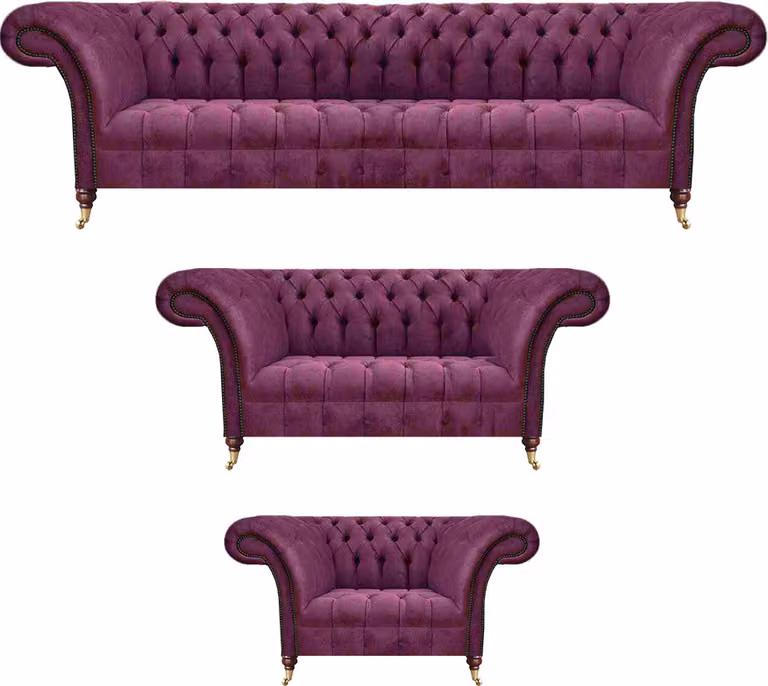 Polstermöbel Wohnzimmer Set 3tlg Luxus Sofagarnitur Einrichtung Chesterfield