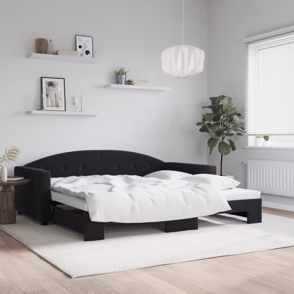 vidaXL Divano Letto con Letto Estraibile in Velluto Nero