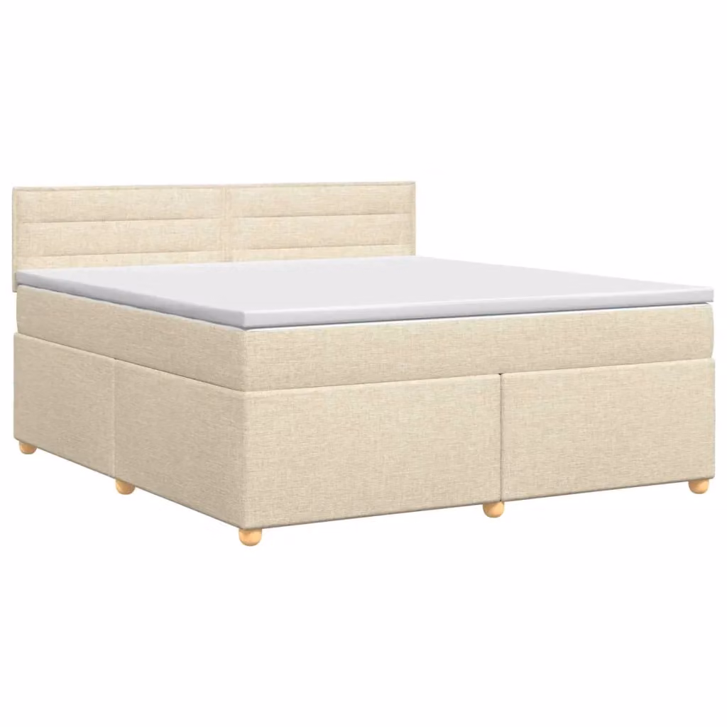 Letto box spring con materasso ibrido vidaXL in tessuto beige e bianco L/P: 160 x 200 cm – 2