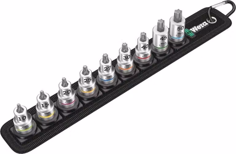 Set di inserti per cacciaviti con funzione di bloccaggio 3/8" T10-50, 9 pezzi, Wera | 4013288194961