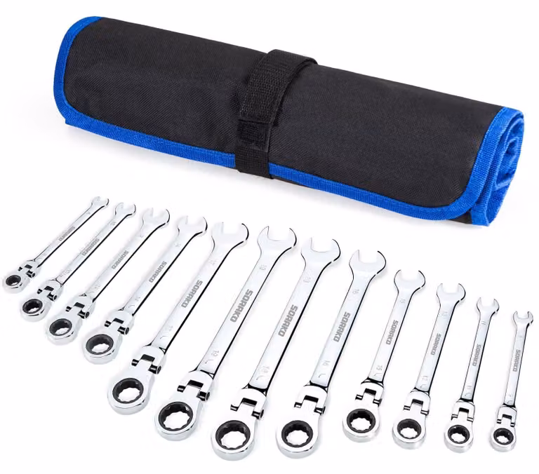 Set di chiavi a stella - 12 pezzi - da 8 mm a 19 mm - Acciaio al cromo-vanadio - Con borsa per il trasporto