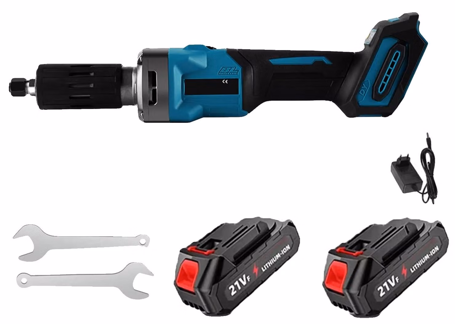 Smerigliatrice angolare elettrica, motore brushless, regolazione continua della velocità, set B, UE