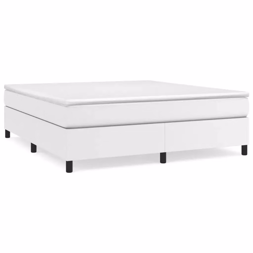 Letto Ibrido con Giroletto a Molle e Materasso vidaXL in Similpelle Bianca L/P: 160 x 200 cm – 2
