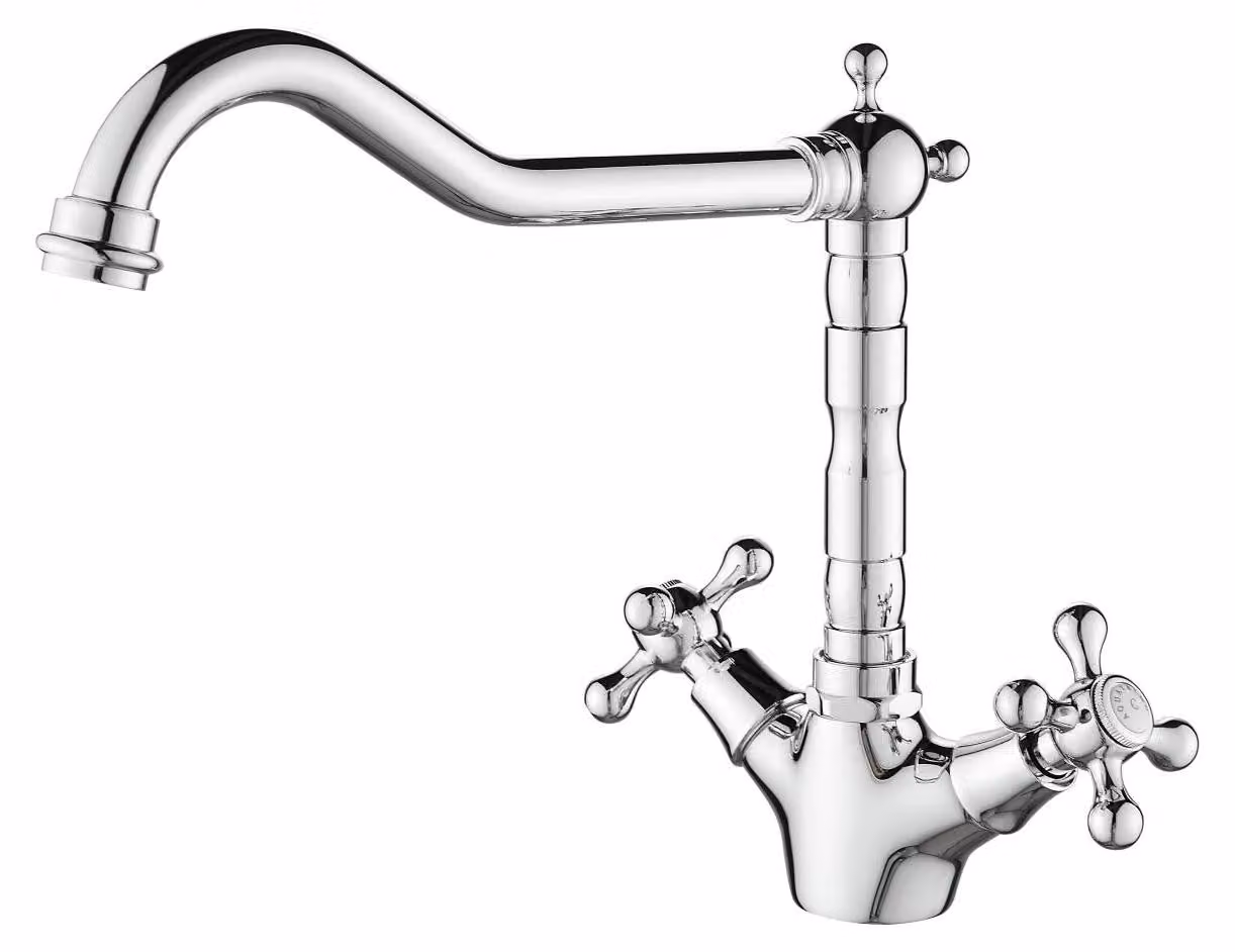 Miscelatore da cucina cromato con bocchetta angolata, modello Heritage Ascot CR-4002-HA, marca Aquanello