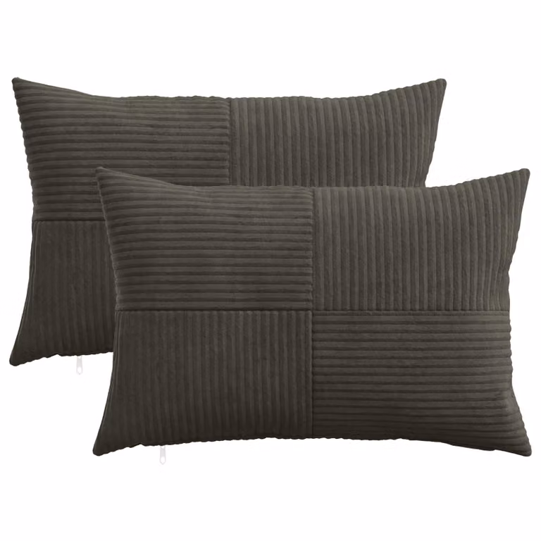 Set di 2 federe vidaXL ALMELO in velluto a coste, colore antracite, L 40 cm x P 60 cm