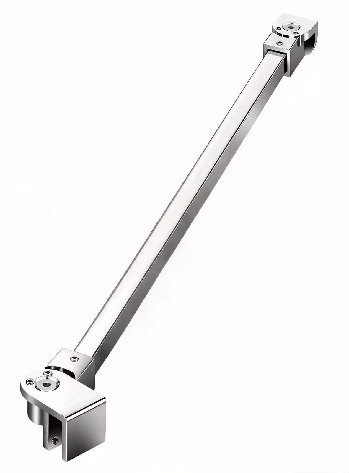 Supporto per vetro di cabina doccia, 600 mm, girevole a 180°, per vetri da 6-10 mm, colore argento