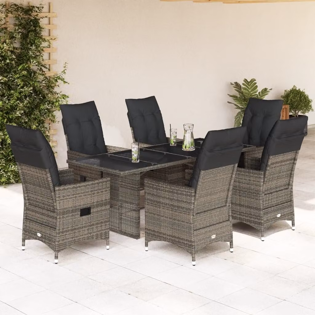 Maison Exclusive - Set da Pranzo da Giardino 7 pz con Cuscini in Polyrattan Grigio