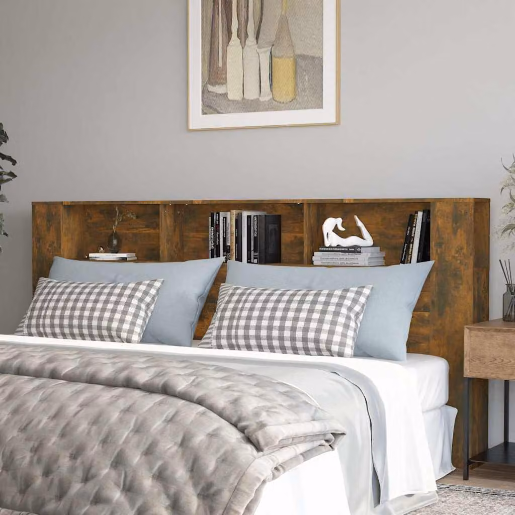 Testiera con scomparti vidaXL in legno Rovere Fumo L: 220 cm, P: 18,5 cm, H: 104,5 cm