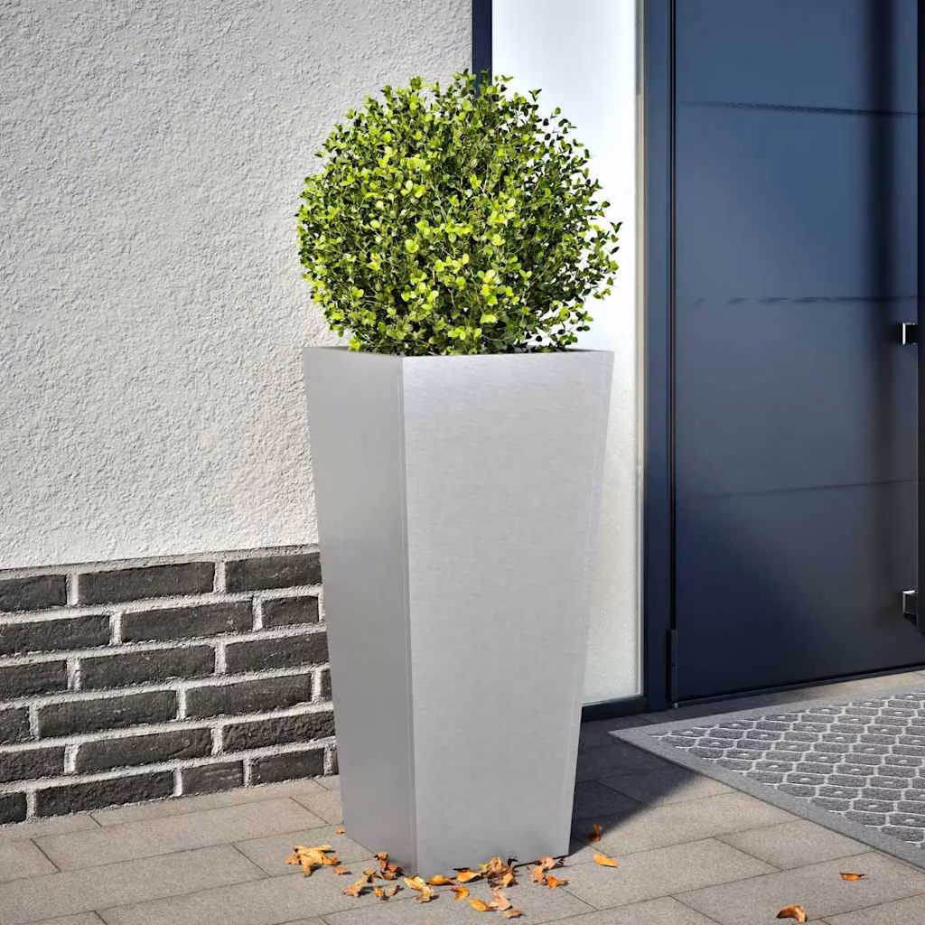 Fioriera da giardino vidaXL in acciaio zincato argento L/P/H: 35 x 35 x 75 cm