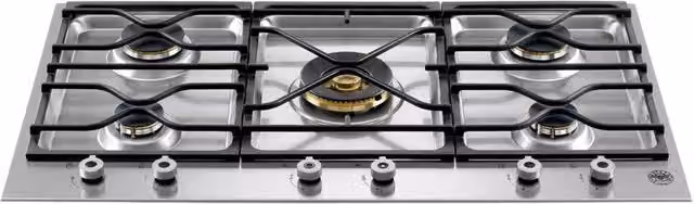 Piano cottura a gas da incasso Bertazzoni PM36500X in acciaio inox con 5 fuochi e dual wok centrale, colore argento