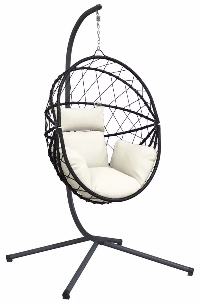 Sedia a dondolo sospesa - Sedia a dondolo - Sedia sospesa in rattan - Sedia sospesa per interni - Sedia sospesa per esterni - Beige