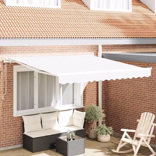 Tenda retrattile Bianco 350 x 250 cm Tessuto e Alluminio 3330359