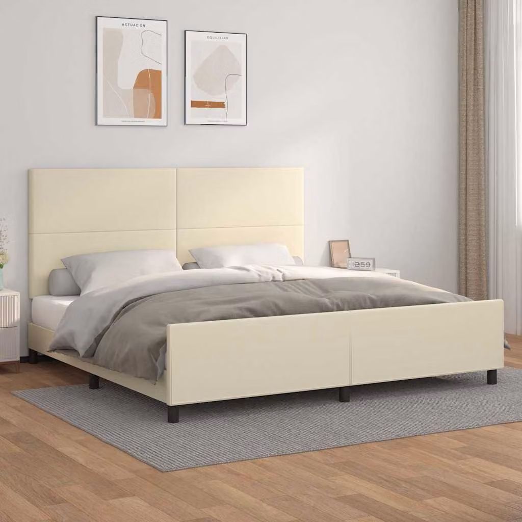 Giroletto con Testiera vidaXL in Similpelle Beige L/P/H: 200 x 200 x 128 cm – 1