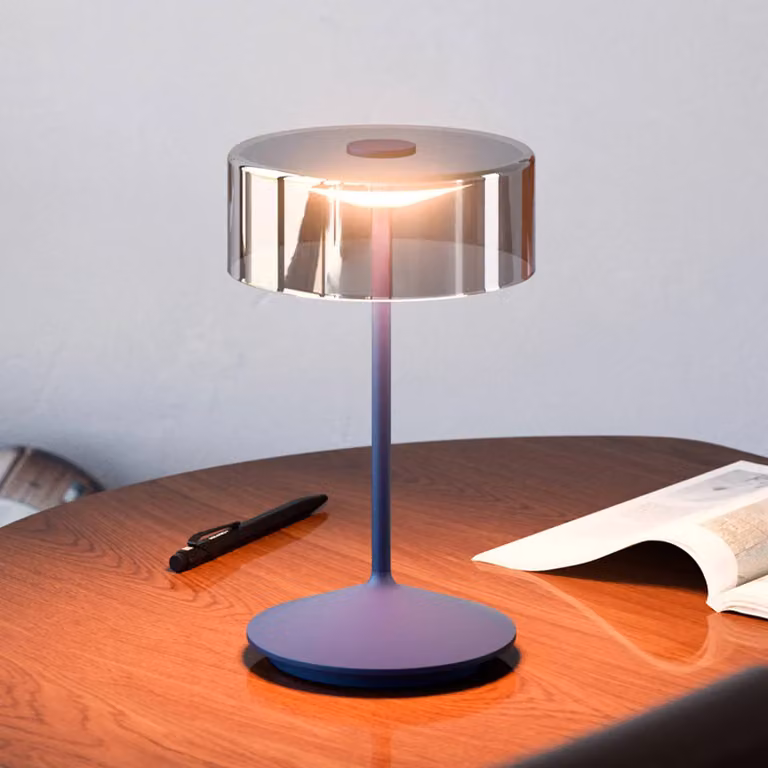 Sigor Numotion Lampada da tavolo ricaricabile a LED, blu, vetro, IP54, dimmerabile Numotion,, Blu, Soggiorno / Sala da pranzo, Vetro, Moderno